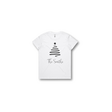 Load image into Gallery viewer, Personalised Women's Christmas T-Shirts Ribbon Tree
