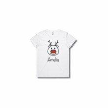Load image into Gallery viewer, Personalised Women's Christmas T-Shirts Rudolph