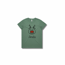 Load image into Gallery viewer, Personalised Women's Christmas T-Shirts Rudolph